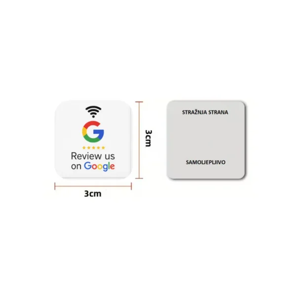 NFC Naljepnica - Google recenzije 4 NFC Naljepnice | Google recenzije 3x3 cm | Bijela | Crna |